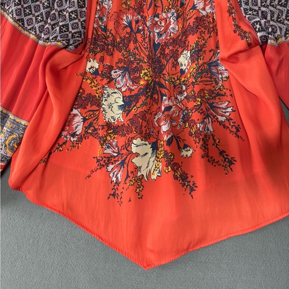 Free People Positano Printed Boho Floral Top Blouse - Picture 7 of 11